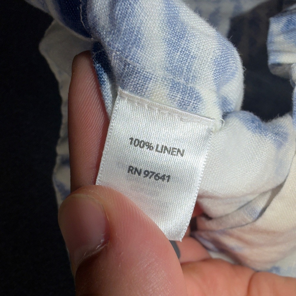 J. Jill Love Linen Dress Womens Small Blue White Tropical Floral Palm Sleeveless - Picture 6 of 7
